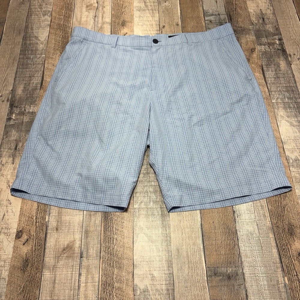 Dunning Golf Shorts Men's 38 Blue Plaid Performance Stretch Flat Front